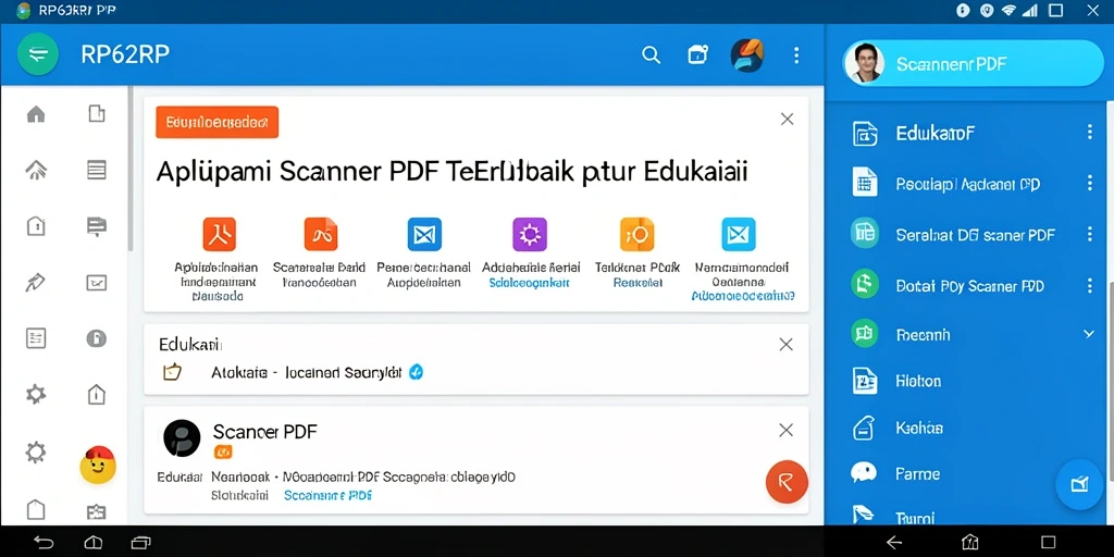Screenshot aplikasi RP62RP yang menunjukkan antarmuka pemindaian PDF yang jelas.