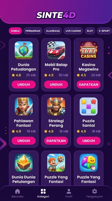 Tampilan katalog aplikasi sinte4d
