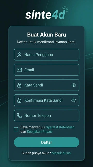 Tampilan halaman daftar sinte4d